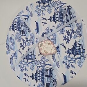 Shabby Chic Melamine Chinoiserie Blue Willow 11” Dinner Plates Set of 4 NEW